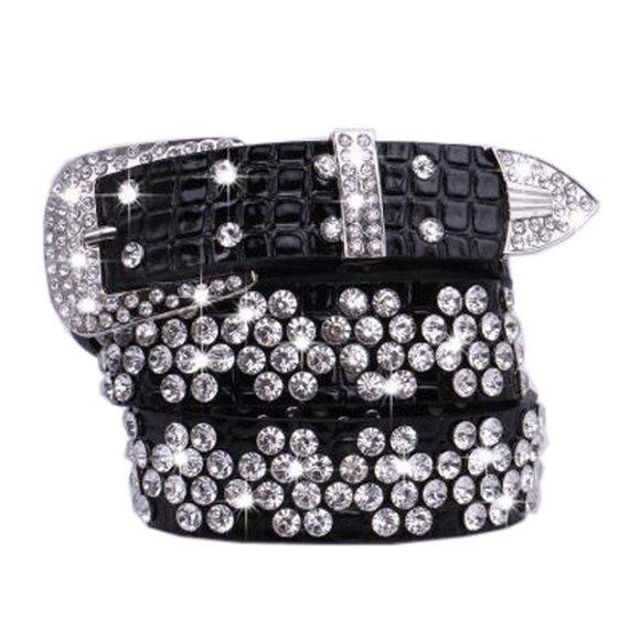 Handmade Rhinestone Studded Big Buckle Belt Accessory For Jeans Shorts, #13 - Picture 1 of 2